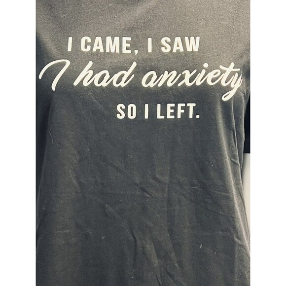 Shein Womens I Had Anxiety Top~Size Large~Black Graphic Tee Funny Style L7 15 - Picture 6 of 8